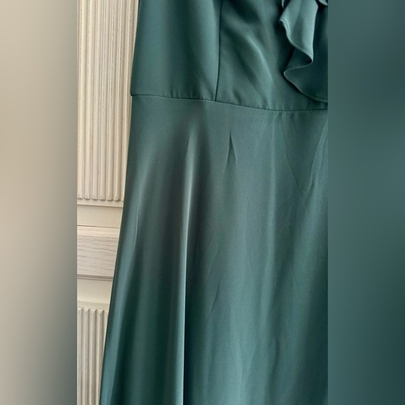 BILL LEVKOFF Bridesmaid Dress Spaghetti Strap Ruffle Evegreen Style 7102. 8 - Picture 10 of 12